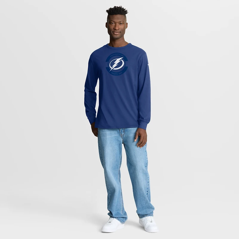 Men's Fanatics Blue Tampa Bay Lightning Authentic Pro Property Of Practice Long Sleeve T-Shirt