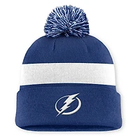 Bonnet en tricot à revers et pompon authentique Pro Rink bleu Tampa Bay Lightning Fanatics pour homme