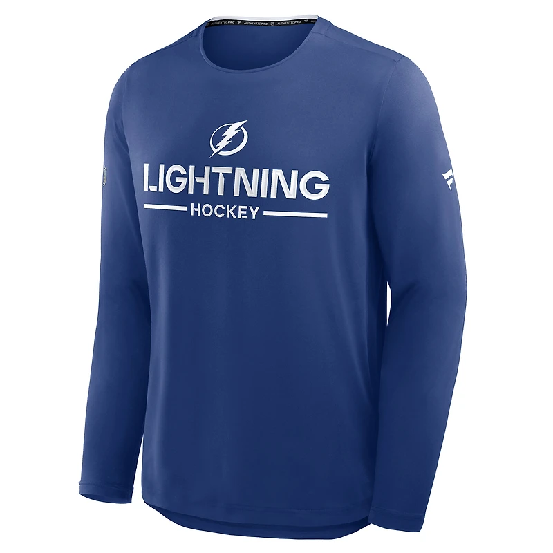 Men's Fanatics Blue Tampa Bay Lightning Authentic Pro Rink Tech Long Sleeve T-Shirt