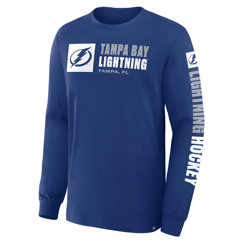 Men's Fanatics Blue Tampa Bay Lightning Goal Crease Legacy Long Sleeve T-Shirt