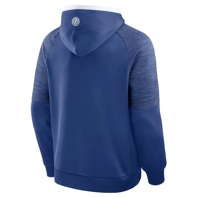 Men's Fanatics Blue Tampa Bay Lightning Goaltender Defender Raglan Pullover Hoodie