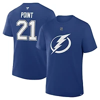 T-shirt bleu authentique pour homme Fanatics Brayden Point Tampa Bay Lightning avec nom et numéro Stack