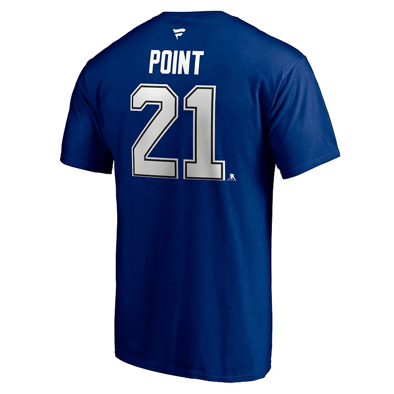 Men's Fanatics Brayden Point Blue Tampa Bay Lightning Logo Authentic Stack Name and Number - T-Shirt