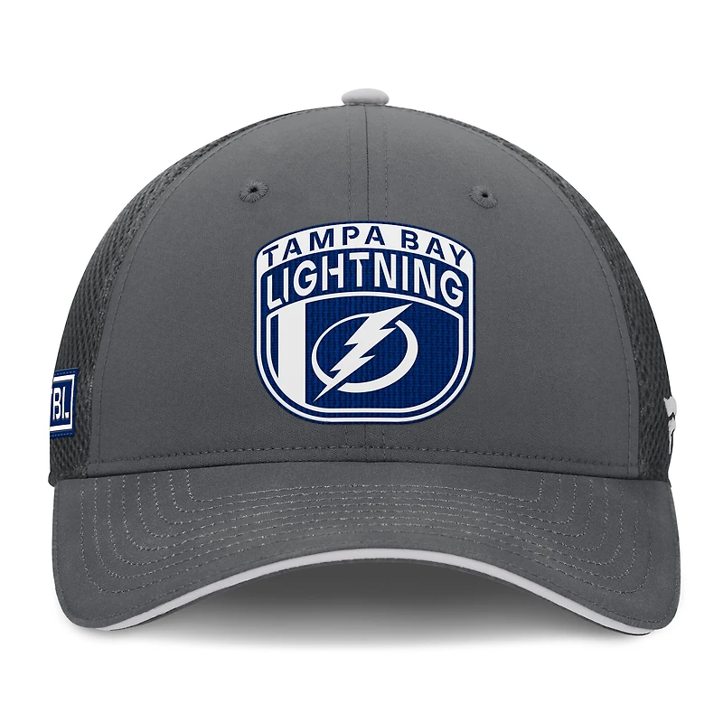 Casquette ajustable authentique Pro Home Ice Trucker de Tampa Bay Lightning pour homme Fanatics Grey