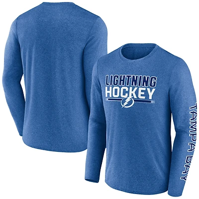 Men's Fanatics Heather Blue Tampa Bay Lightning Sweep Iconic Synthetic Long Sleeve T-Shirt