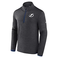 Men's Fanatics  Heather Charcoal Tampa Bay Lightning Authentic Pro Quarter-Zip Pullover Top