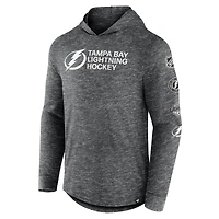 T-shirt à capuche empilé manches longues pour hommes Fanatics Heather Charcoal Tampa Bay Lightning