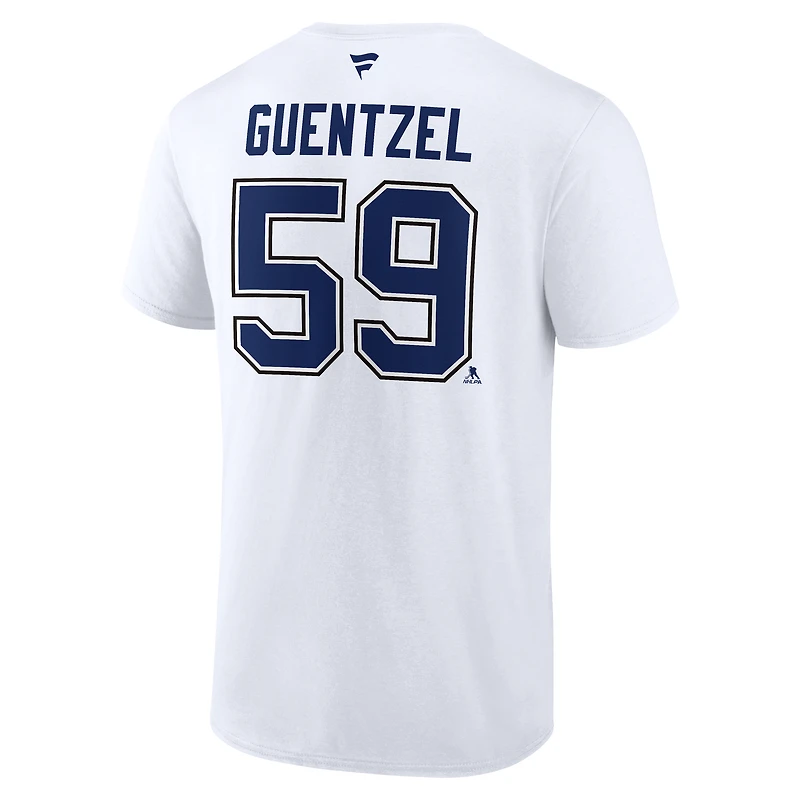 T-shirt blanc authentique pour homme avec nom et numéro Stack du Lightning de Tampa Bay, Jake Guentzel