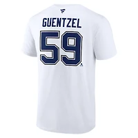 T-shirt blanc authentique pour homme avec nom et numéro Stack du Lightning de Tampa Bay, Jake Guentzel
