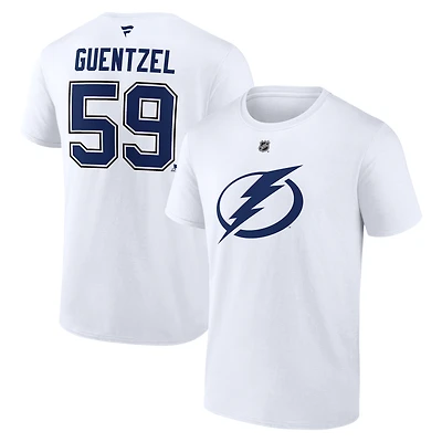 T-shirt blanc authentique pour homme avec nom et numéro Stack du Lightning de Tampa Bay, Jake Guentzel