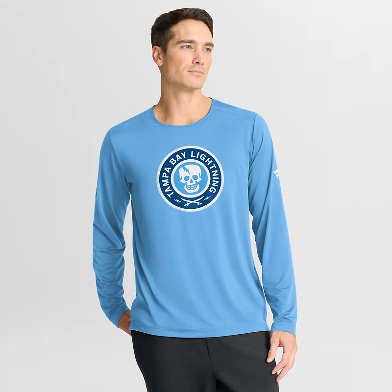 Men's Fanatics Light Blue Tampa Bay Lightning 2026 NHL Stadium Series Authentic Pro Tech Long Sleeve T-Shirt