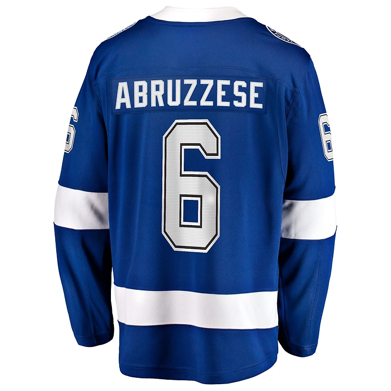 Maillot bleu Nick Abruzzese des Lightning de Tampa Bay pour hommes
