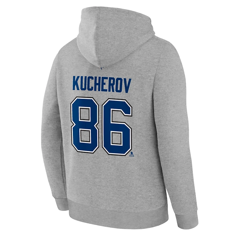Sweat à capuche authentique Fanatics Nikita Kucherov Steel Tampa Bay Lightning pour homme