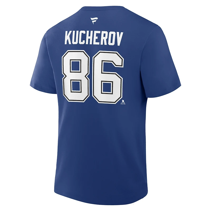 Men's Fanatics Nikita Kucherov Blue Tampa Bay Lightning Authentic Stack Name & Number T-Shirt