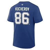 Men's Fanatics Nikita Kucherov Blue Tampa Bay Lightning Authentic Stack Name & Number T-Shirt
