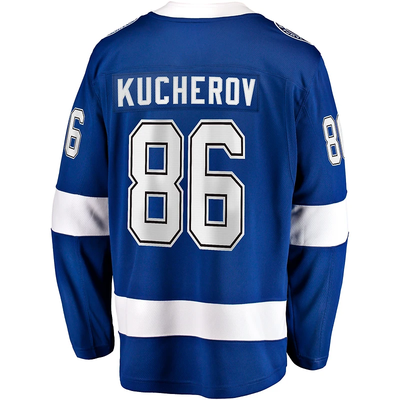 Maillot d'évasion à domicile du Lightning de Tampa Bay Fanatics Nikita Kucherov pour hommes, bleu