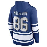 Sweat à capuche lacets avec nom et numéro du Lightning de Tampa Bay Fanatics Nikita Kucherov pour hommes, bleu