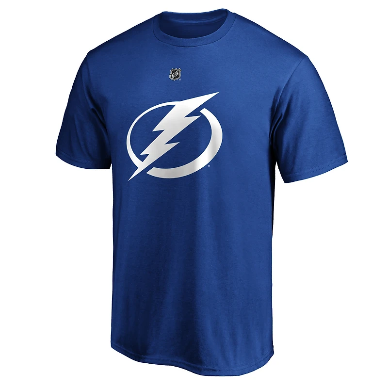 T-shirt authentique avec nom et numéro de pile l'équipe Lightning Tampa Bay Fanatics Nikita Kucherov pour hommes, bleu