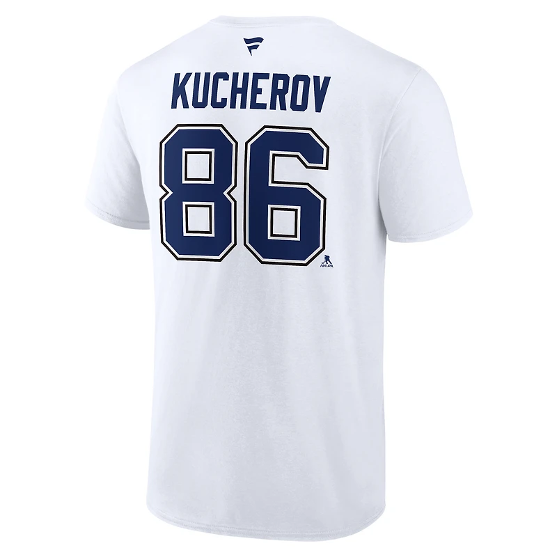 T-shirt blanc authentique pour homme avec nom et numéro de l'équipe Tampa Bay Lightning, Nikita Kucherov, Fanatics