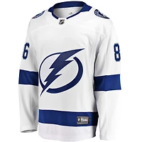 Maillot de joueur échappé Premier Breakaway du Lightning Tampa Bay Fanatics Nikita Kucherov pour hommes, blanc
