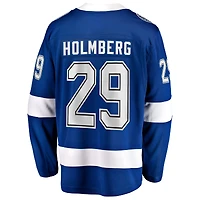 Maillot Pontus Holmberg bleu pour homme, équipe fanatique des Lightning de Tampa Bay, domicile Breakaway