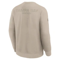 Sweat-shirt Fanatics Tan authentique Pro Road Tri-Blend pour homme Tampa Bay Lightning