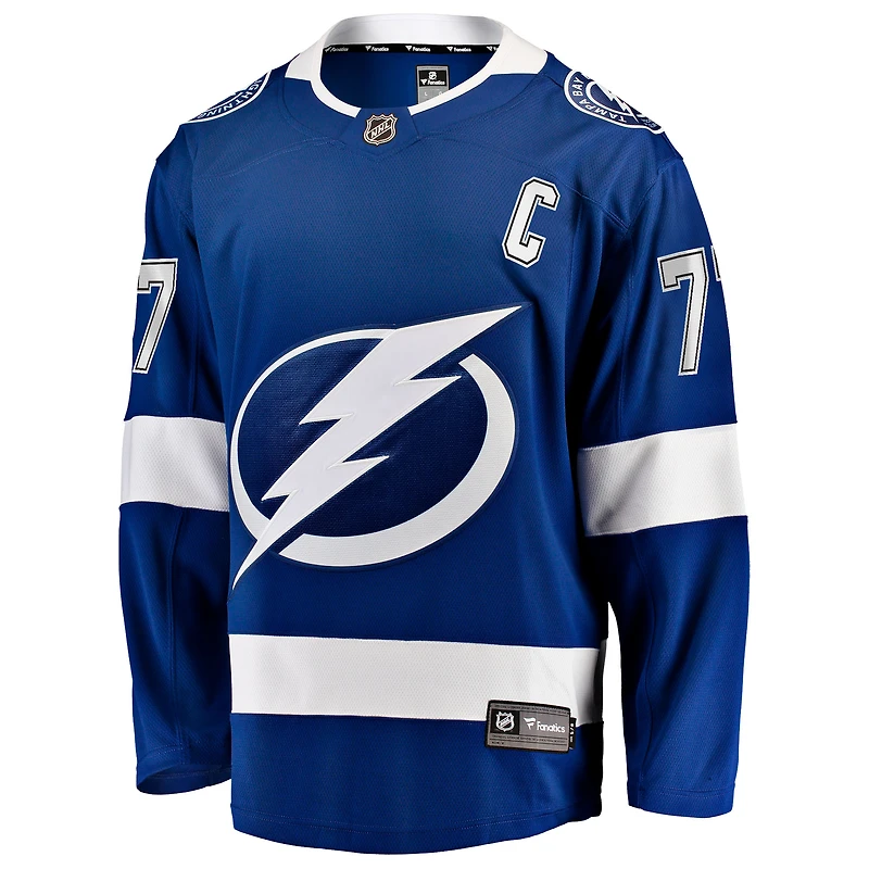 Men's Fanatics Victor Hedman Blue Tampa Bay Lightning Home Captain Patch Breakaway Jersey