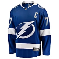 Men's Fanatics Victor Hedman Blue Tampa Bay Lightning Home Captain Patch Breakaway Jersey