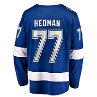 Men's Fanatics Victor Hedman Blue Tampa Bay Lightning Home Captain Patch Breakaway Jersey