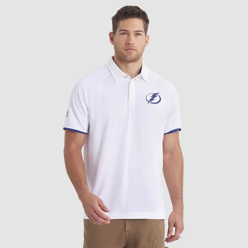 Men's Fanatics White Tampa Bay Lightning Authentic Pro Rink Raglan Polo