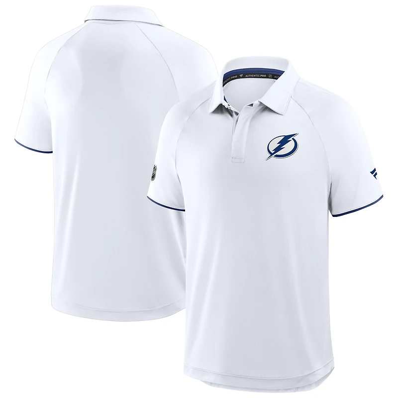 Men's Fanatics White Tampa Bay Lightning Authentic Pro Rink Raglan Polo