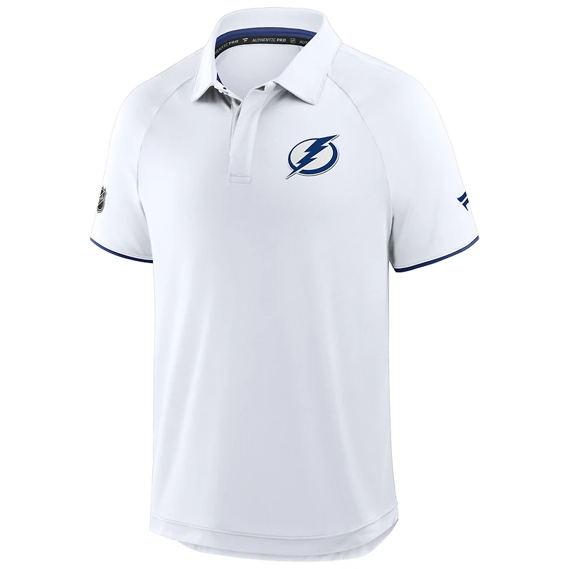 Men's Fanatics White Tampa Bay Lightning Authentic Pro Rink Raglan Polo