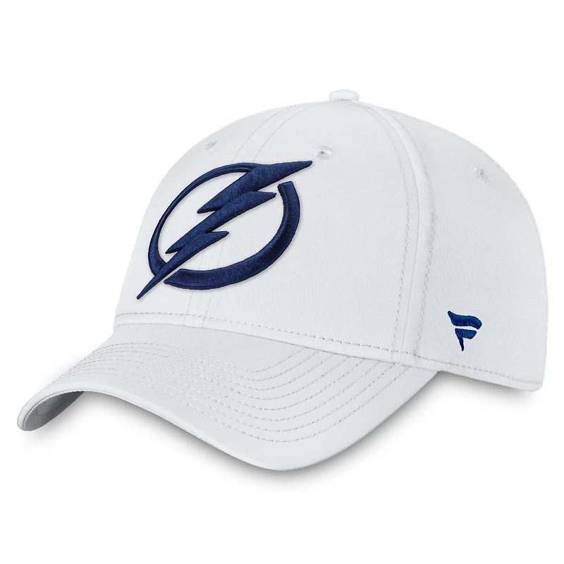 Casquette Flex blanche pour homme Fanatics Tampa Bay Lightning Core avec logo principal
