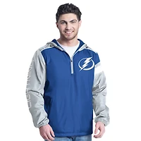 Veste à capuche demi-zip latéral G-III Sports by Carl Banks bleu/gris pour homme du Lightning de Tampa Bay