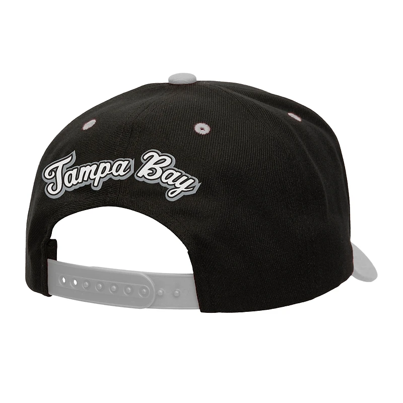 Casquette ajustable bicolore Pro Crown noire/grise Tampa Bay Lightning pour homme Mitchell & Ness avec inscription au dos