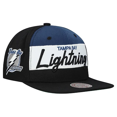 Casquette snapback Mitchell & Ness noire pour homme, logo rétro Tampa Bay Lightning, colorblock.