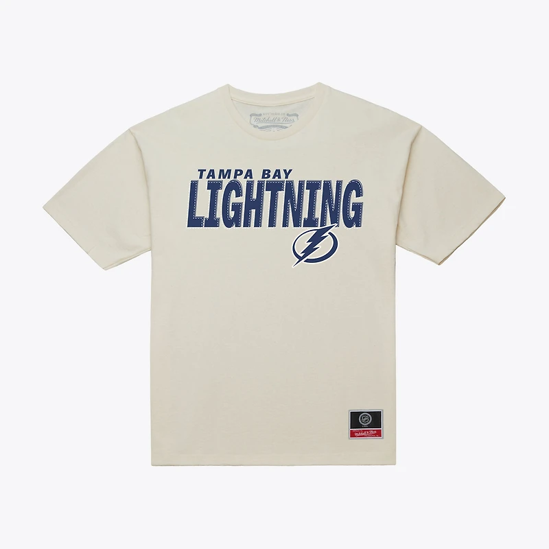 Men's Mitchell & Ness Cream Tampa Bay Lightning Core Plus T-Shirt