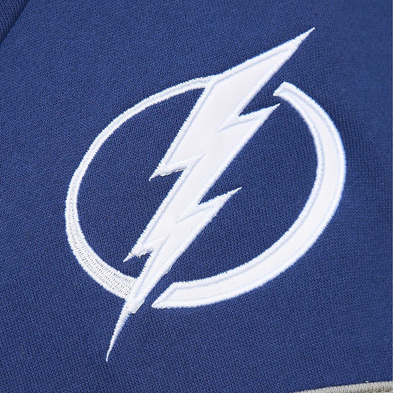 Men's Mitchell & Ness White/Blue Tampa Bay Lightning Head Coach Pullover Hoodie