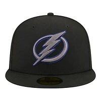 Men's New Era Black Tampa Bay Lightning Color Pop 59FIFTY Fitted Hat