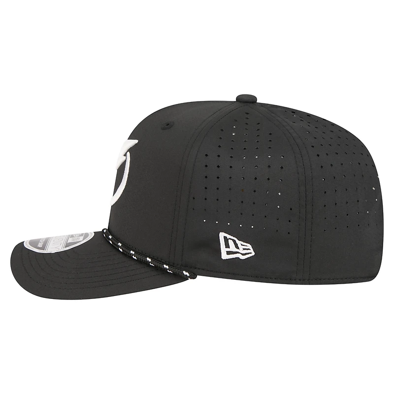 Men's New Era Black Tampa Bay Lightning Sport Vented 9SEVENTY Rope Adjustable Hat