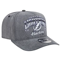 Casquette pré-courbée 9FIFTY Snapback Tampa Bay Lightning de New Era pour homme, couleur anthracite, délavée