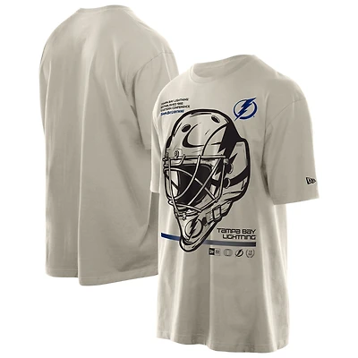 T-shirt pour homme New Era Tan Tampa Bay Lightning avec masque de gardien but