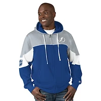 Sweat à capuche zippé bleu/gris pour homme du Lightning de Tampa Bay