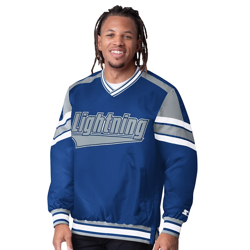 Veste à col en V bleue pour homme des releveurs du Lightning de Tampa Bay