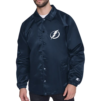 Men's Starter  Navy Tampa Bay Lightning Retro Logo Raglan Coaches Full-Snap Jacket