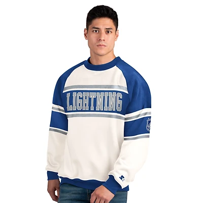 Sweat-shirt à col rond en polaire Starter White Tampa Bay Lightning Defense pour homme