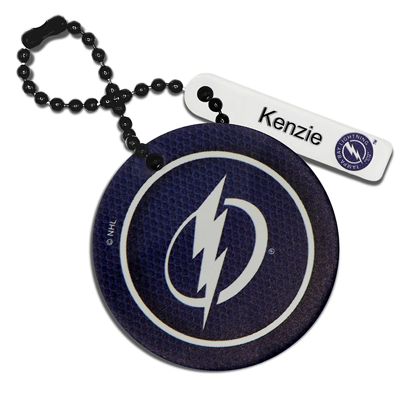 Étiquette de sac rectangle en cuir noir Tampa Bay Lightning personnalisée