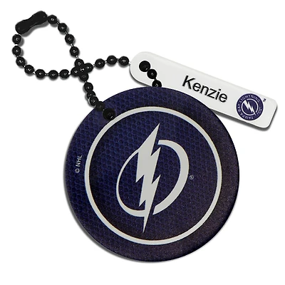 Navy Tampa Bay Lightning Personalized Leather Round Bag Tag