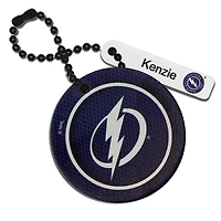 Étiquette de sac rectangle en cuir noir Tampa Bay Lightning personnalisée