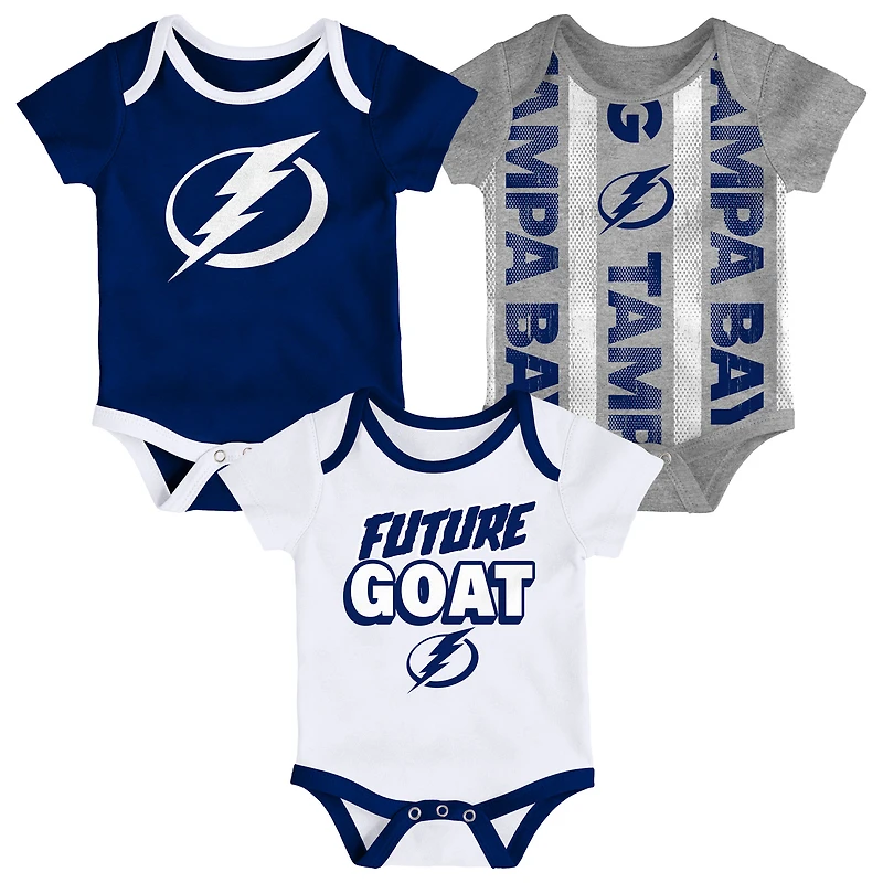 Newborn Tampa Bay Lightning Loyal Buddies Three-Pack Bodysuit Set